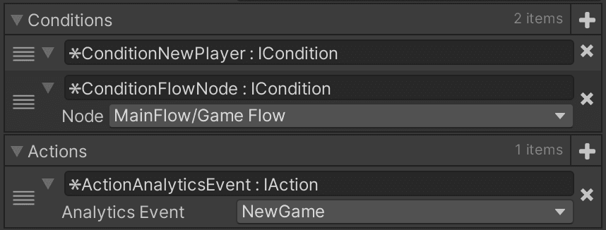 ConditionalActions example