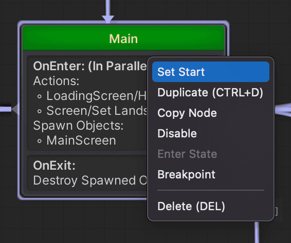 Start node context